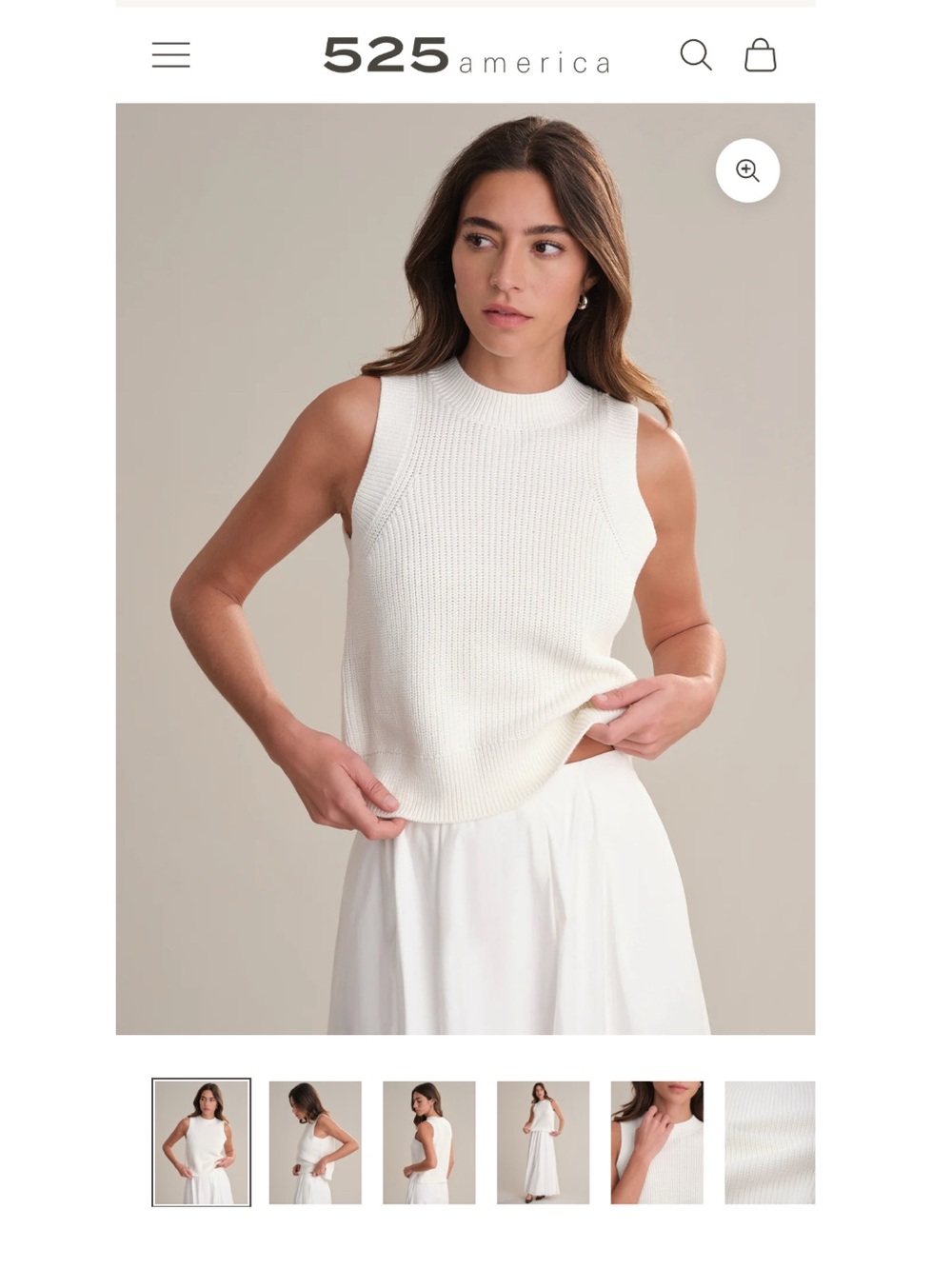 Women’s Cream Cotton Knit Sweater - Classic Crew - 525 America